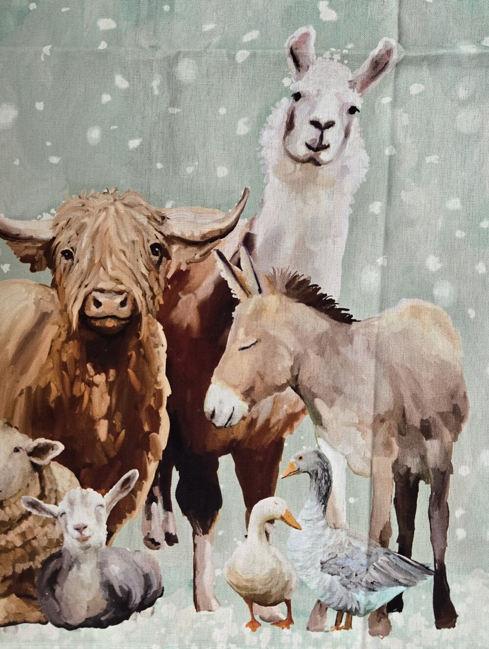 Green Box Art "Winter Farm" Cathy Walters Tea Towel